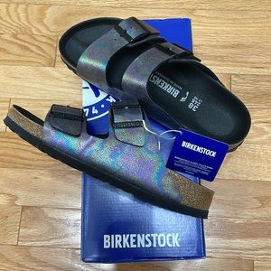 NIB 38 Narrow Birkenstock Arizona BS limited edition color Iridiscent Black